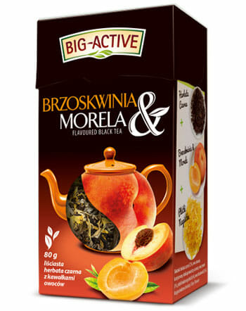 BIG ACTIVE Herbata czarna z brzoskwinia i morela (sypka) 80g - Black tea with peach and apricot - loose