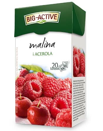 BIG ACTIVE Herbata owocowa - malina i acerola (20 torebek) 40g - Fruit tea raspberry and acerola, 20 bags