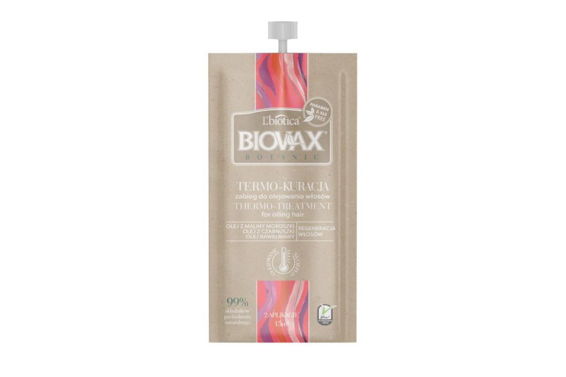 BIOVAX Botanic - Termokuracja Zabieg olejowania wlosow, Olej z Maliny Moroszki i Bawelniany 15ml - Oil treatment for hair