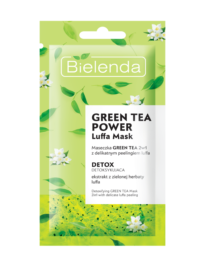BIELENDA Maseczka detoksykujaca Green Tea 2w1 z peelingiem luffa 8g - Detoxifying 2in1 mask with luffa scrub