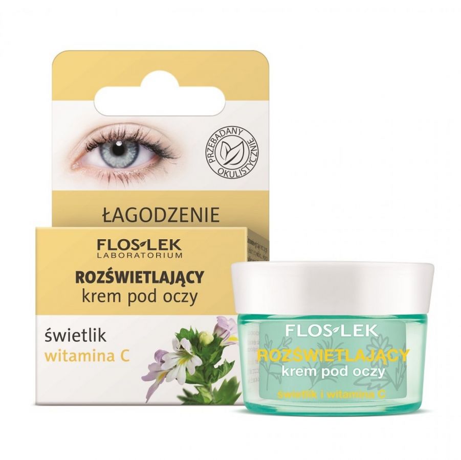 FLOSLEK Krem rozświetlający pod oczy ze świetlikiem lekarskim i Wit C 15ml - Under eye brightening cream