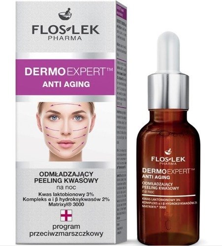 FLOSLEK DermoExpert Odmladzajacy peeling kwasowy na noc 30ml - Anti-aging acid peeling