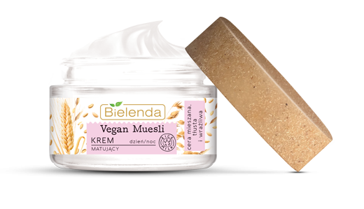 BIELENDA Vegan Muesli Krem Matujacy 50ml - Mattifying cream oat + wheat + rice milk