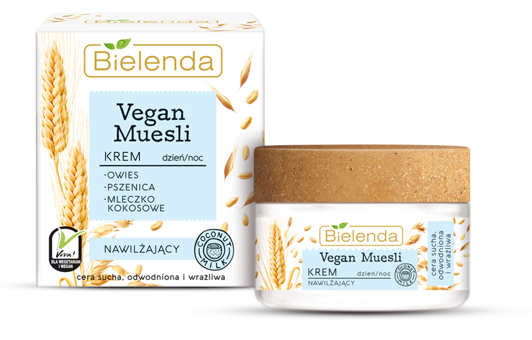 BIELENDA Vegan Muesli Krem Nawilzajacy 50ml - Moisturizing cream oats + wheat + coconut milk