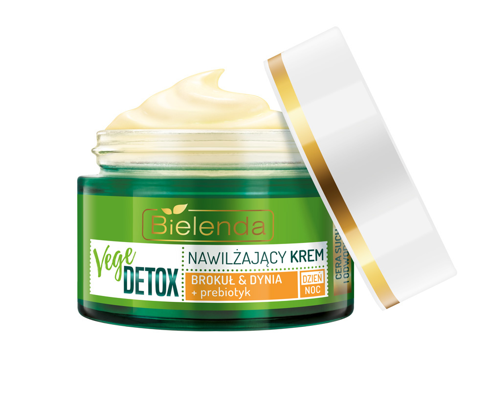 BIELENDA Vege Detox Krem Nawilżający do cery suchej dzień/noc 50ml - Moisturizing face cream dry skin Broccoli, Pumpkin, prebiotic