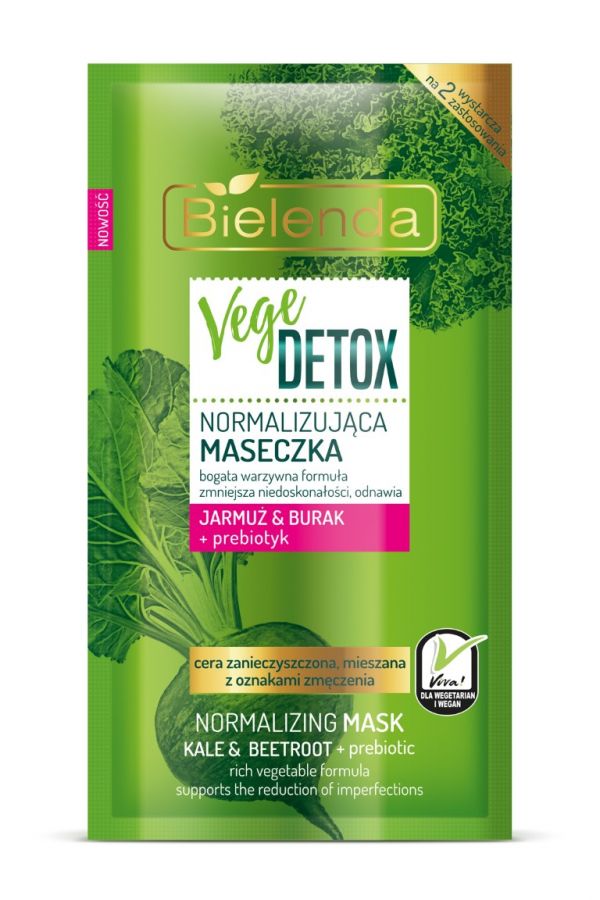 BIELENDA Vege Detox Maseczka Normalizująca do cery mieszanej 8g - Normalizing face mask combination skin Beetroot, Kale, prebiotic