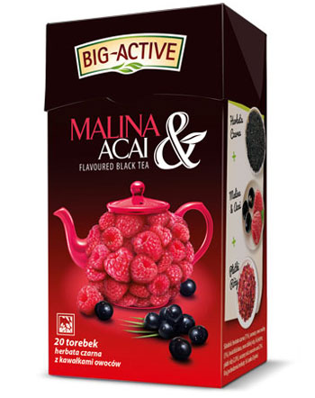 BIG ACTIVE Herbata czarna z malina i acai (20 torebek) 40g - Black tea with raspberry & acai (20 bags)