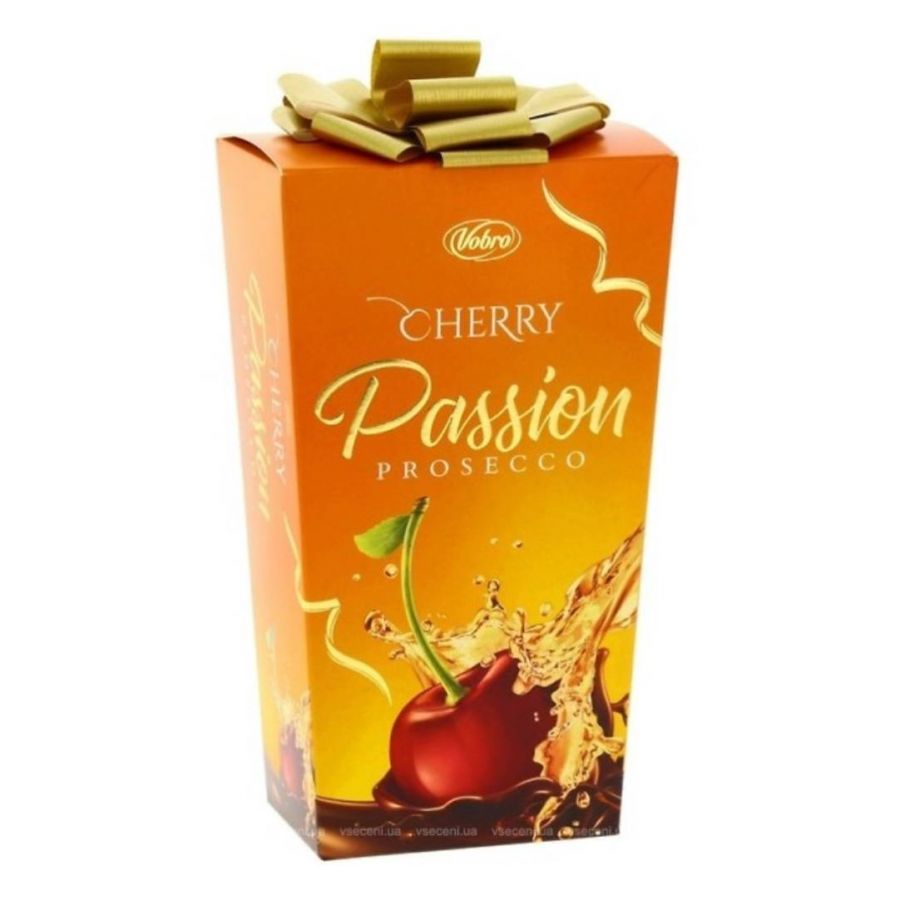 VOBRO Bombonierka Czekoladki Cherry Passion Prosecco 210g - Chocolate pralines with cherries and hint of alcohol