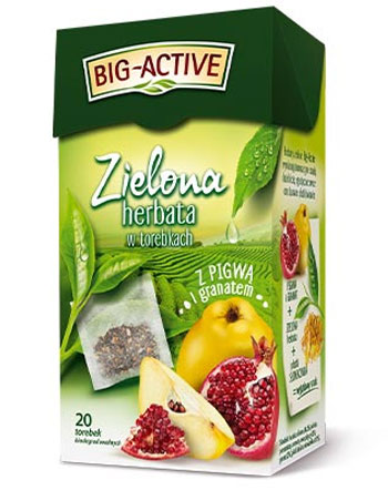BIG ACTIVE Herbata zielona z pigwa i granatem 34g - Green tea with quince & pomegranate
