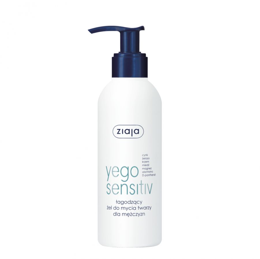 ZIAJA Yego Sensitive Lagodzacy zel do mycia twarzy 200ml - Calming, cleansing face gel for men