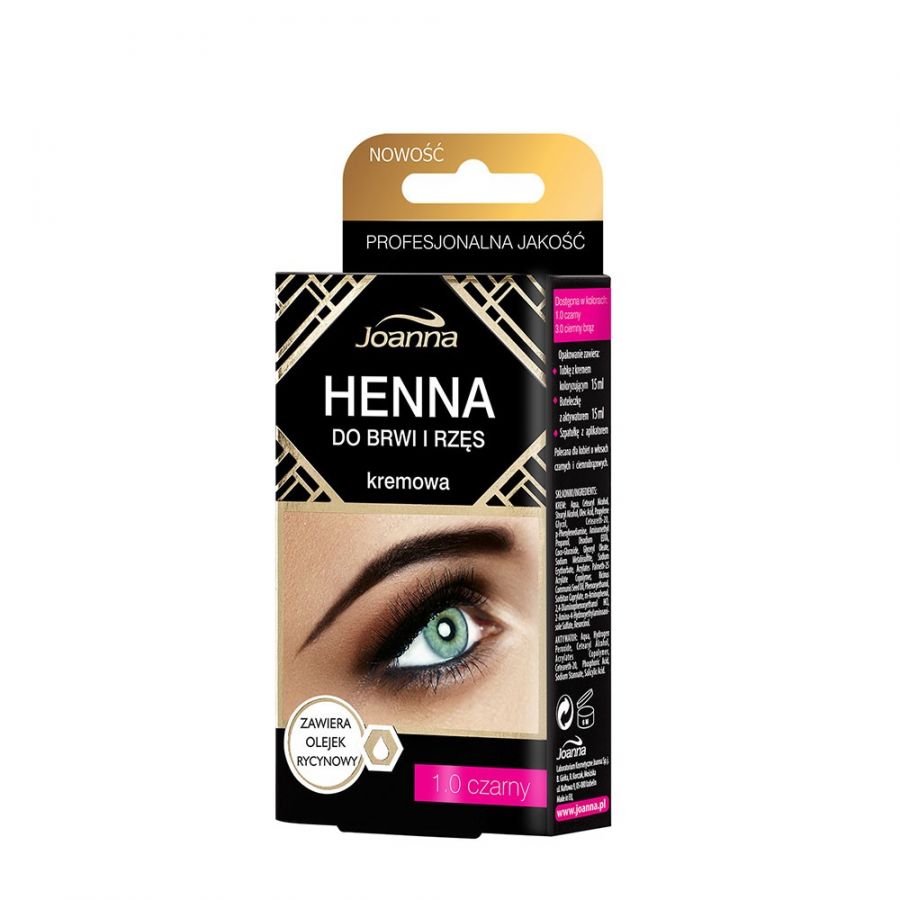 JOANNA Kremowa henna do brwi i rzes Czarny 15ml + 15ml - Eyebrow & eyelash tint Black