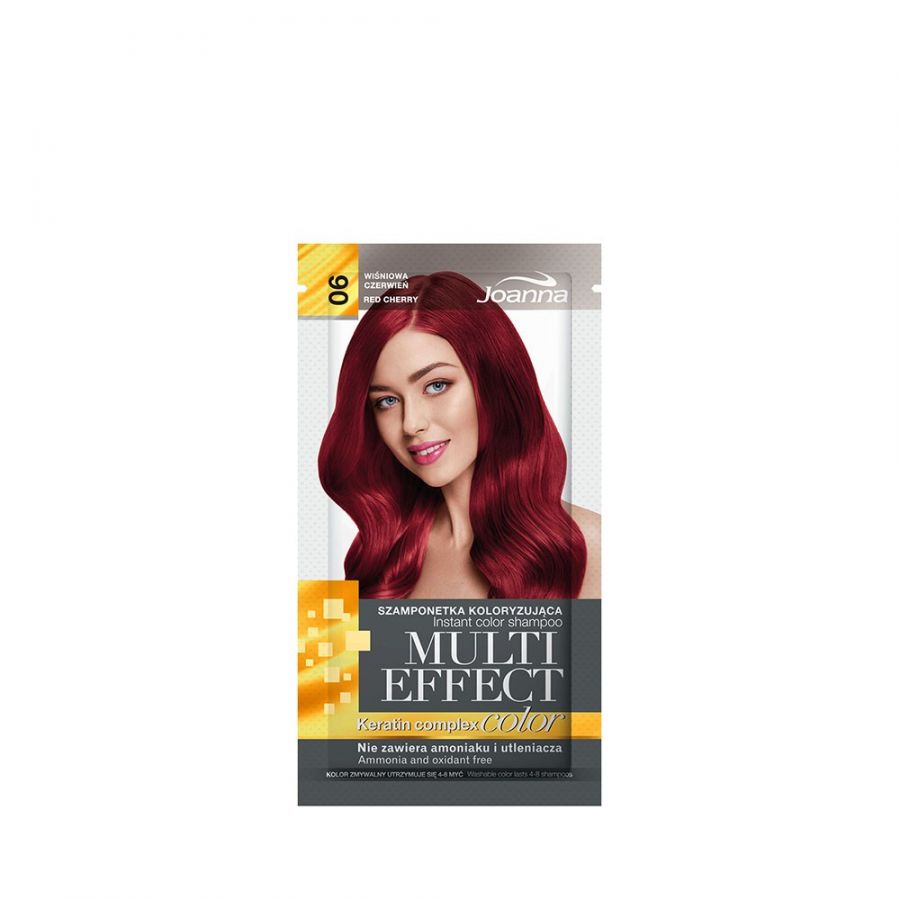 JOANNA Multi Effect Color Szamponetka koloryzujaca 06 Wisniowa Czerwien 35g - Instant color shampoo Red Cherry