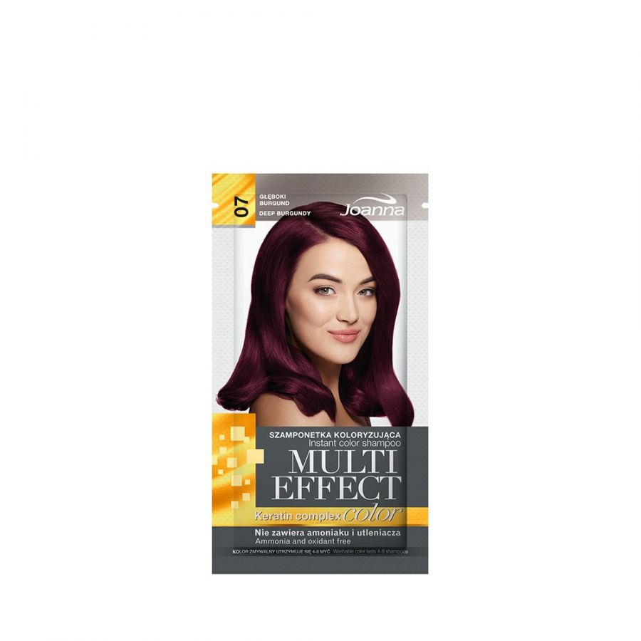 JOANNA Multi Effect Color Szamponetka koloryzujaca 07 Gleboki Burgund 35g - Instant color shampoo Deep Burgundy