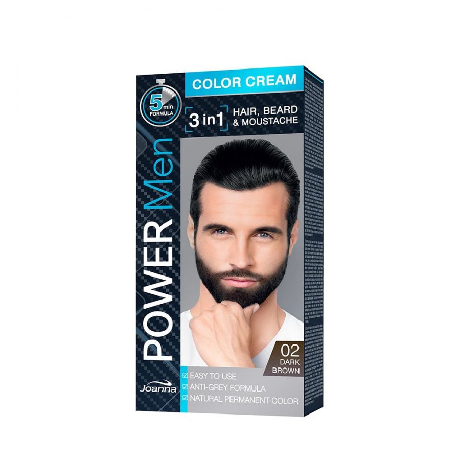 JOANNA Power Men Farba do włosów dla mężczyzn 02 Ciemny braz - Hair dye for men Dark Brown