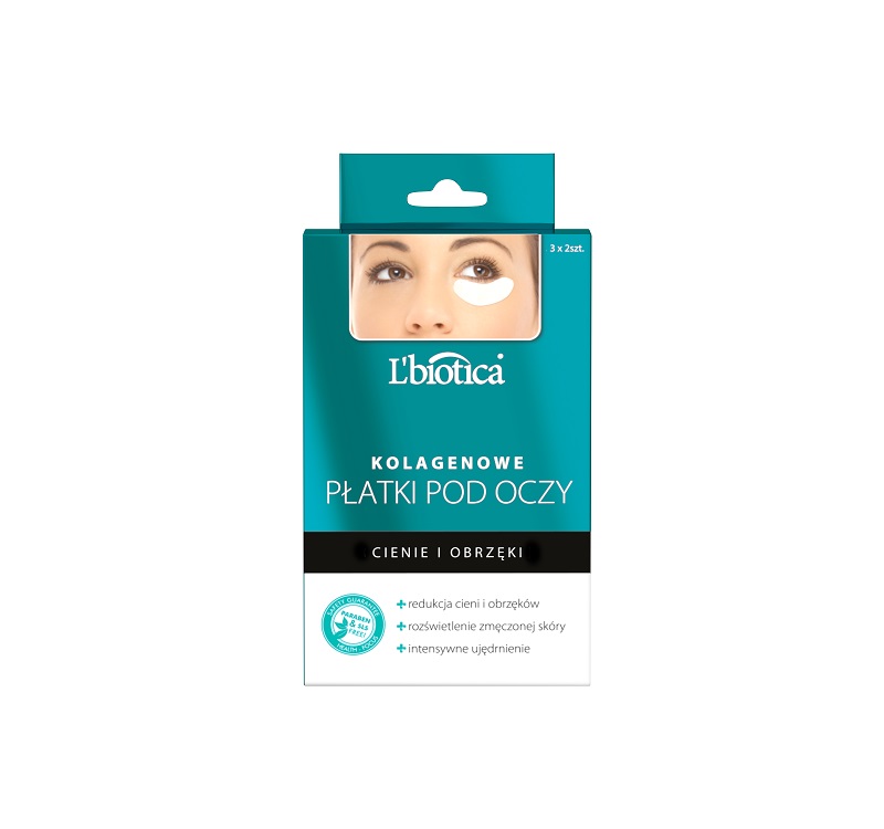 L'BIOTICA Platki kolagenowe pod oczy Redukcja cieni i obrzekow 3x2szt - Collagen under eye patches