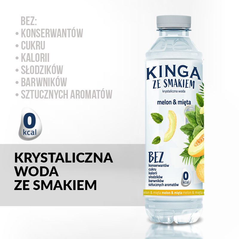 KINGA ze smakiem Woda niegazowana Melon & mieta 555ml - Natural water Melon & mint