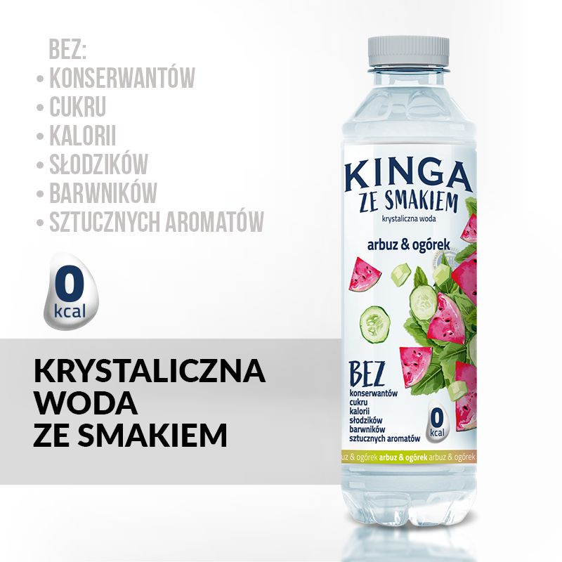 KINGA ze smakiem Woda niegazowana Arbuz & ogorek 555ml - Natural water Watermelon & cucumber