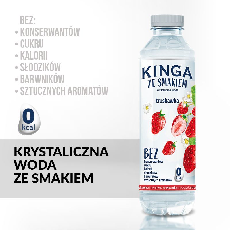 KINGA ze smakiem Woda niegazowana Truskawka 555ml - Natural water Strawberry