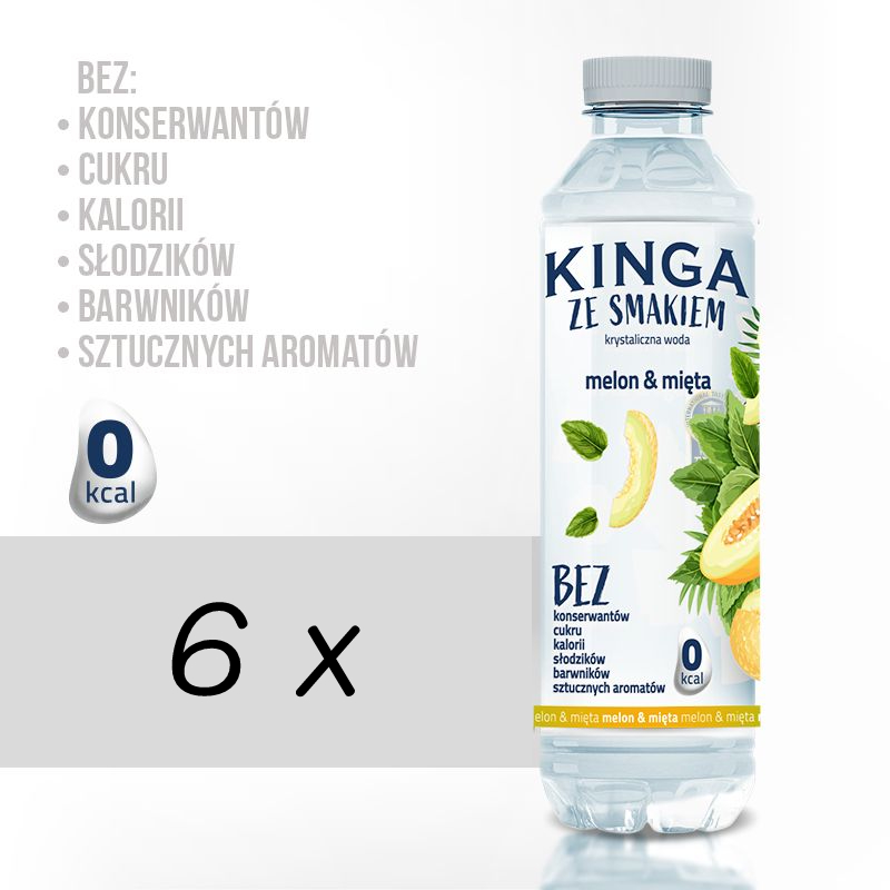 KINGA ze smakiem Woda niegazowana Melon & mieta Box 6 x 555ml - Natural water Melon & mint