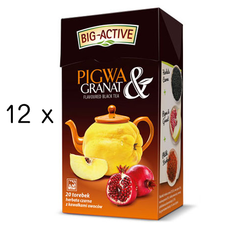BIG ACTIVE Herbata czarna z pigwa i granatem Box 12 x (20 torebek) 40g - Black tea with quince & pomegranate (20 bags)