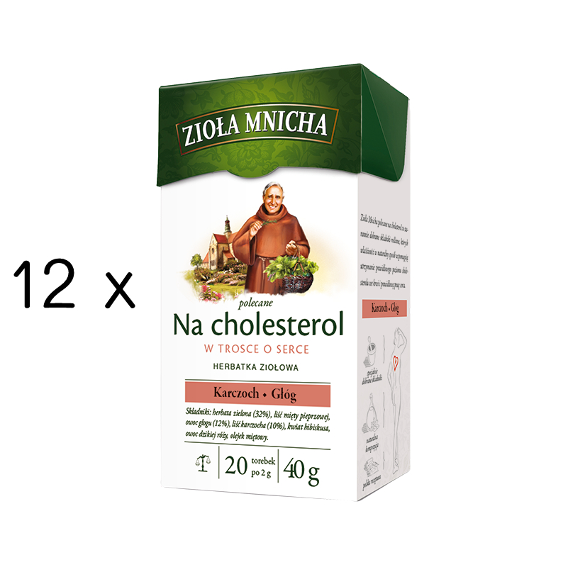 BIG ACTIVE Herbata Ziola Mnicha na cholesterol Box 12 x 40g - Herbal tea for cholesterol