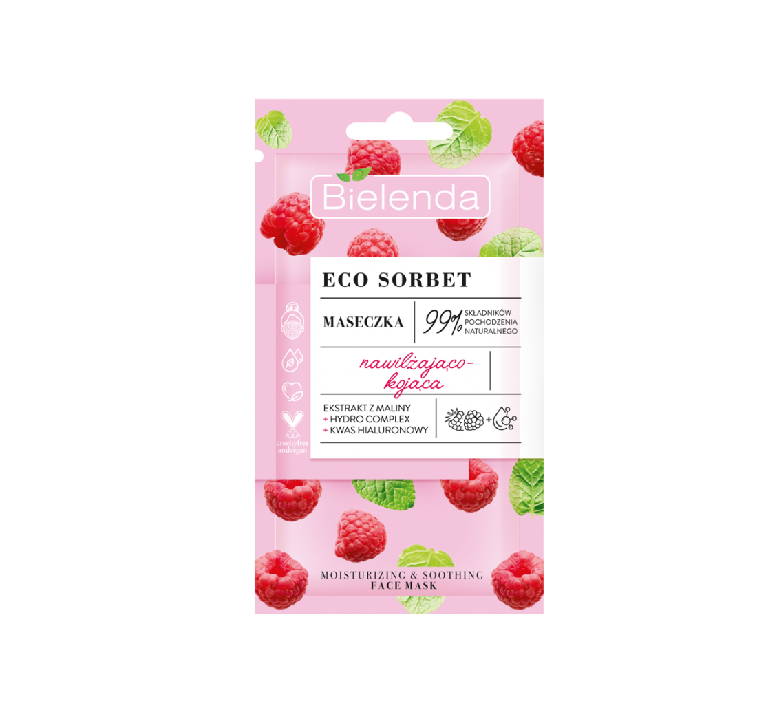 BIELENDA Eco Sorbet Malina Maseczka nawilzajaco - kojaca 8g - Moisturizing and soothing face mask