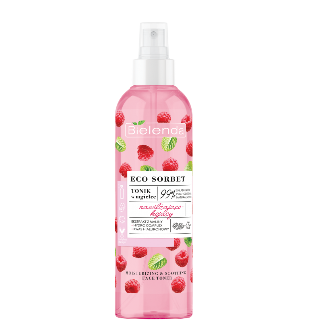 BIELENDA Eco Sorbet Malina Tonik w mgielce nawilzajaco - kojacy 200ml - Moisturizing and soothing face toner (spray)
