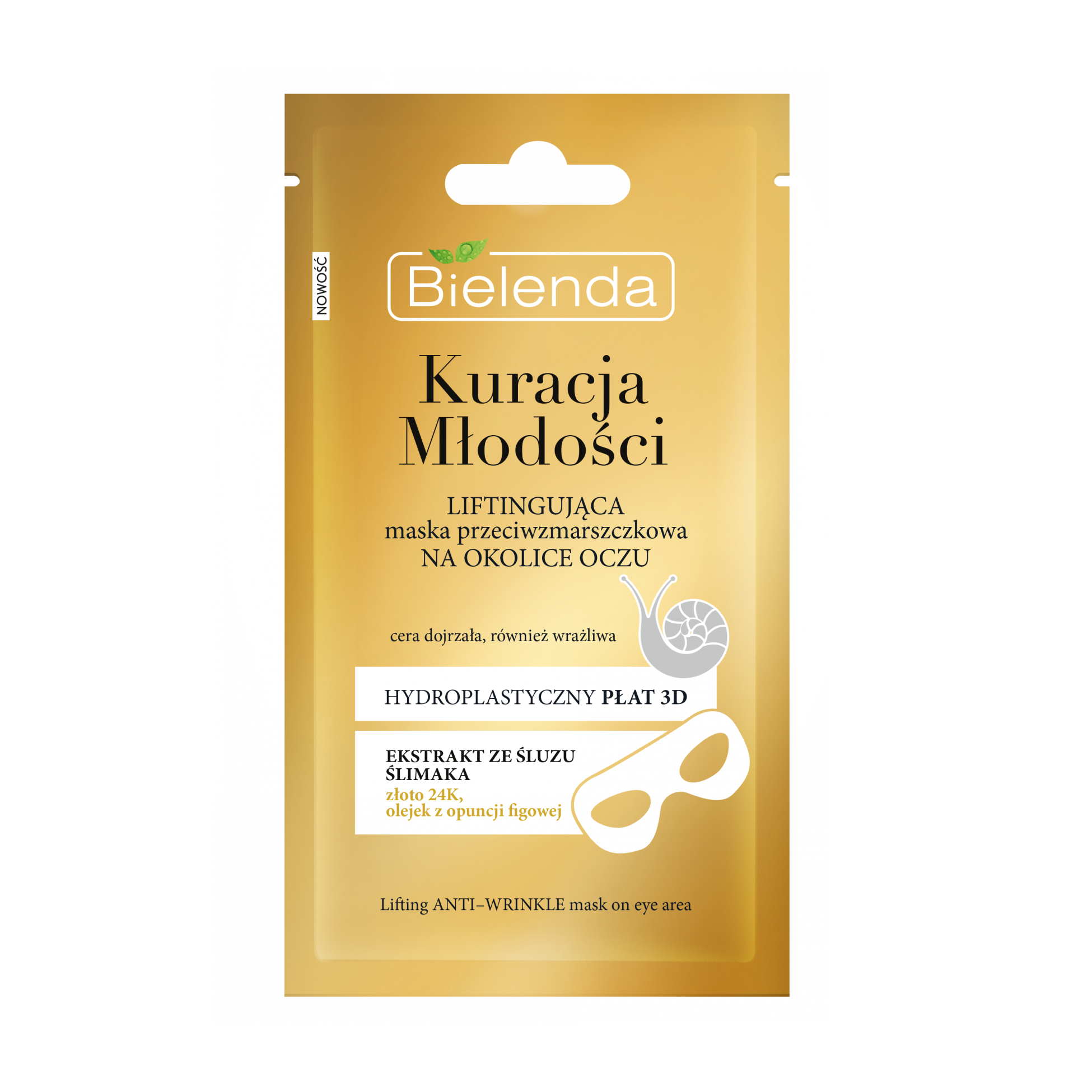 BIELENDA Kuracja Mlodosci Ekstrakt ze sluzu slimaka Maska liftingujaca przeciwzmarszczkowa w placie 3D - Anti-aging face mask in 3D sheet