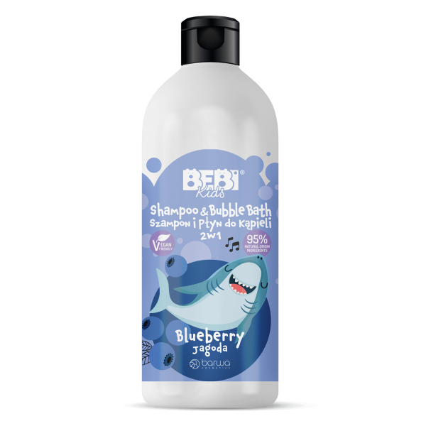 SZAMPON I PŁYN DO KĄPIELI 2W1 JAGODA BEBI KIDS 500 ML