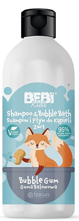 SZAMPON I PŁYN DO KĄPIELI 2W1 GUMA BALONOWA BEBI KIDS 500 ML
