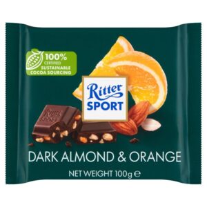 Ritter Sport czekolada gorzka z migdalami i pomarancza 100g / Dark chocolate with almonds and orange