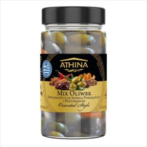 Helcom oliwki mix kalamata/zielone drylowane ze skorka pomaranczy i przyprawami 300ml - Mixed pitted olives